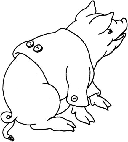 Pig Use Clothes Coloring Page